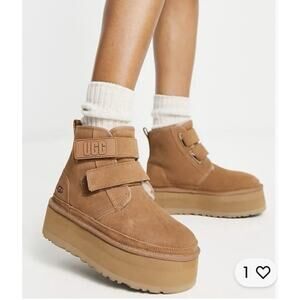 UGG Brown Tan Neumel Platform Chukka Boot in Chestnut Big Kid Girls 3